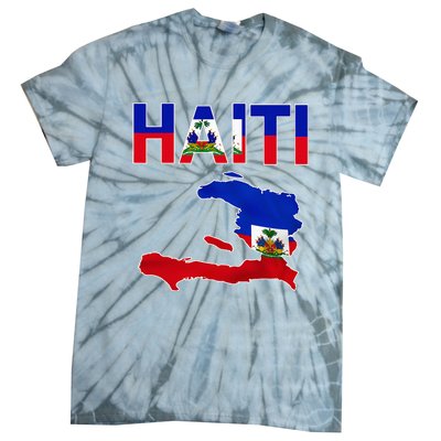 Happy Haitian Flag Day Cool Haiti Flag Map Haitian Pride Tie-Dye T-Shirt