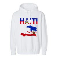 Happy Haitian Flag Day Cool Haiti Flag Map Haitian Pride Garment-Dyed Fleece Hoodie