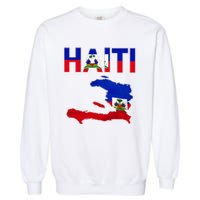 Happy Haitian Flag Day Cool Haiti Flag Map Haitian Pride Garment-Dyed Sweatshirt