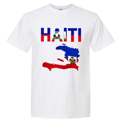 Happy Haitian Flag Day Cool Haiti Flag Map Haitian Pride Garment-Dyed Heavyweight T-Shirt