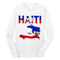 Happy Haitian Flag Day Cool Haiti Flag Map Haitian Pride Long Sleeve Shirt