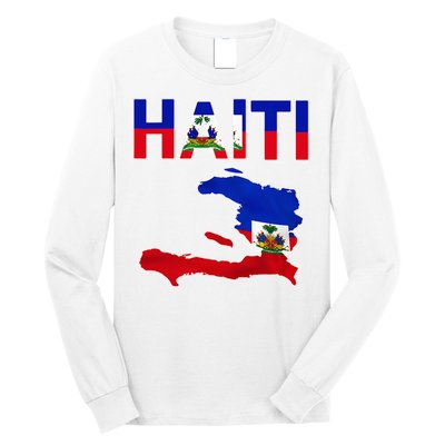 Happy Haitian Flag Day Cool Haiti Flag Map Haitian Pride Long Sleeve Shirt