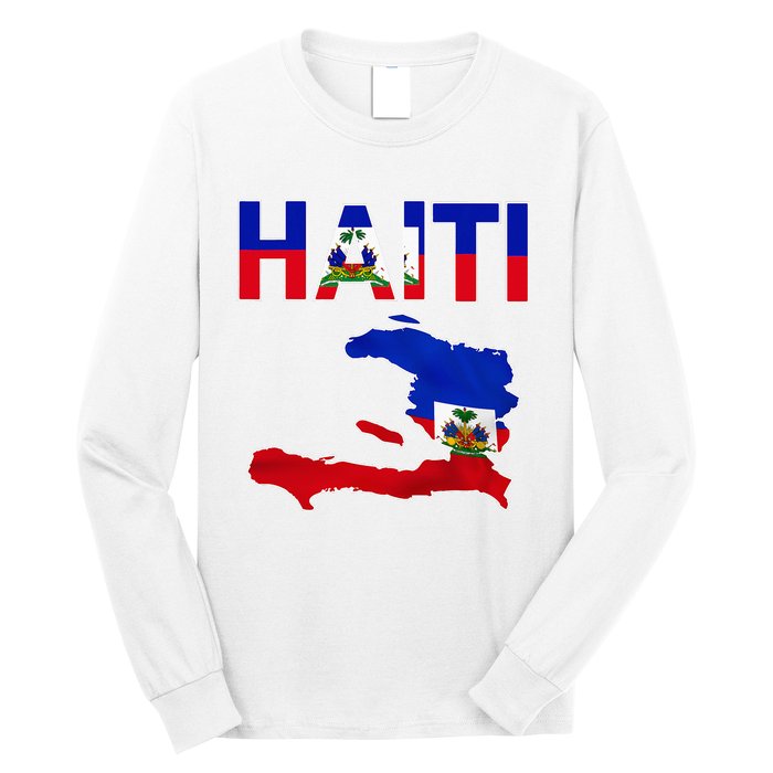 Happy Haitian Flag Day Cool Haiti Flag Map Haitian Pride Long Sleeve Shirt