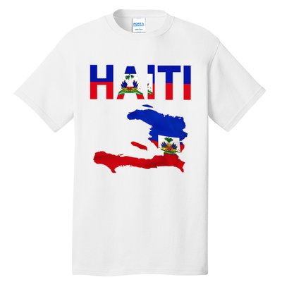 Happy Haitian Flag Day Cool Haiti Flag Map Haitian Pride Tall T-Shirt