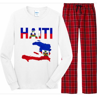 Happy Haitian Flag Day Cool Haiti Flag Map Haitian Pride Long Sleeve Pajama Set