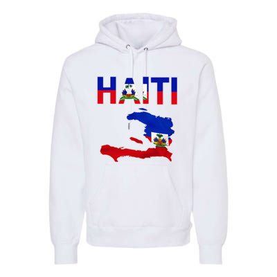 Happy Haitian Flag Day Cool Haiti Flag Map Haitian Pride Premium Hoodie