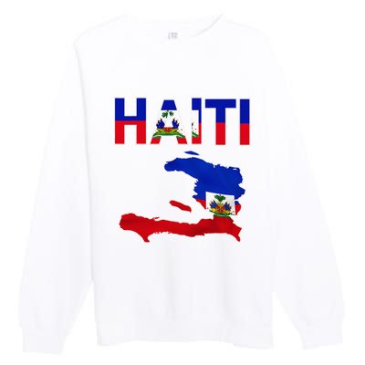 Happy Haitian Flag Day Cool Haiti Flag Map Haitian Pride Premium Crewneck Sweatshirt