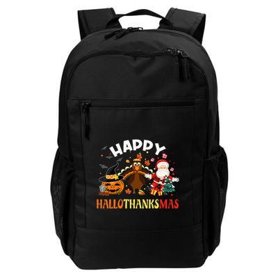 Happy Hallothanksmas Funny Halloween Thanksgiving Christmas Backpack