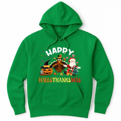 Happy Hallothanksmas Funny Halloween Thanksgiving Christmas Hoodie