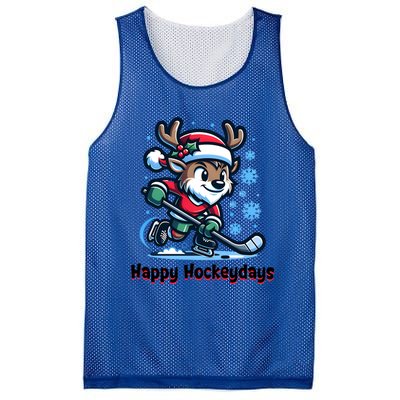 Happy Hockeydays Funny Reinder Playing Ice Hockey Christmas Gift Mesh Reversible Basketball Jersey Tank