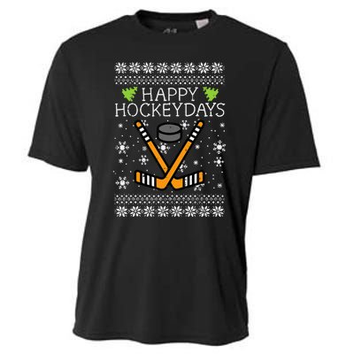 Hockey Holiday Festive Ugly Christmas Sweater Cooling Performance Crew T-Shirt