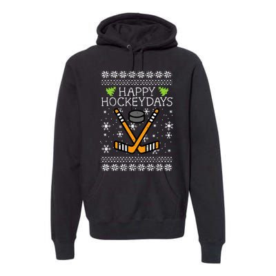 Hockey Holiday Festive Ugly Christmas Sweater Premium Hoodie