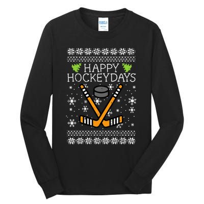 Hockey Holiday Festive Ugly Christmas Sweater Tall Long Sleeve T-Shirt