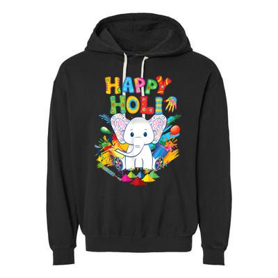 Happy Holi Festival India Color Elephant Hindu  Garment-Dyed Fleece Hoodie