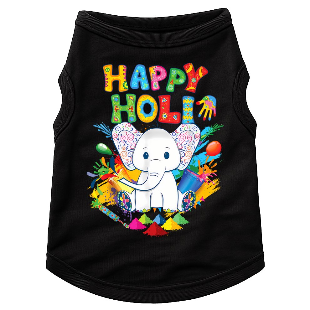 Happy Holi Festival India Color Elephant Hindu  Doggie Tank