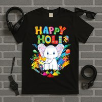 Happy Holi Festival India Color Elephant Hindu  T-Shirt