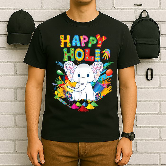 Happy Holi Festival India Color Elephant Hindu  T-Shirt