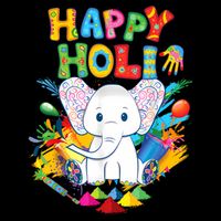 Happy Holi Festival India Color Elephant Hindu  T-Shirt