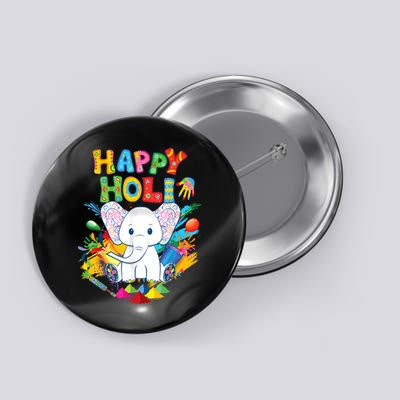 Happy Holi Festival India Color Elephant Hindu  Button