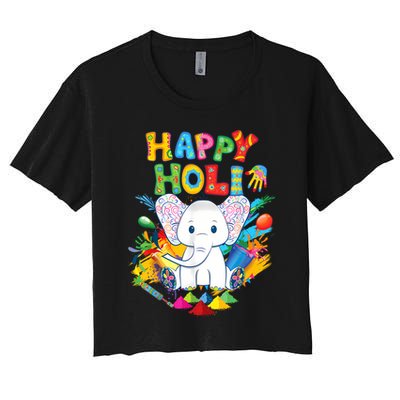 Happy Holi Festival India Color Elephant Hindu  Crop Top