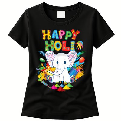 Happy Holi Festival India Color Elephant Hindu  Womens T-Shirt