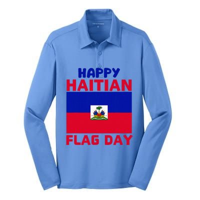 Happy Haitian Flag Day Cool Haiti Flag Pride Silk Touch Performance Long Sleeve Polo