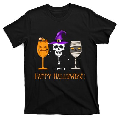 Happy Hallowine Funny Halloween Alcohol Wine Gifts T-Shirt