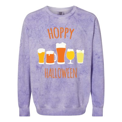 Hoppy Halloween Funny Halloween Beer Drinking Gift Colorblast Crewneck Sweatshirt