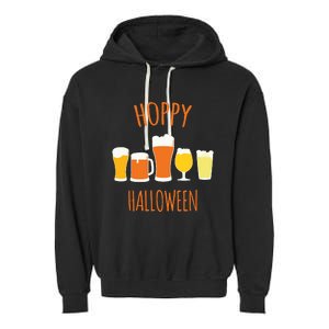 Hoppy Halloween Funny Halloween Beer Drinking Gift Garment-Dyed Fleece Hoodie