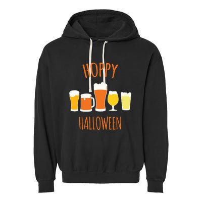 Hoppy Halloween Funny Halloween Beer Drinking Gift Garment-Dyed Fleece Hoodie