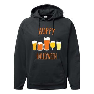 Hoppy Halloween Funny Halloween Beer Drinking Gift Performance Fleece Hoodie