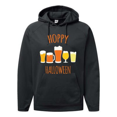 Hoppy Halloween Funny Halloween Beer Drinking Gift Performance Fleece Hoodie