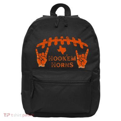 HookEm Horns Football Laces And Texas Map 16 in Basic Backpack