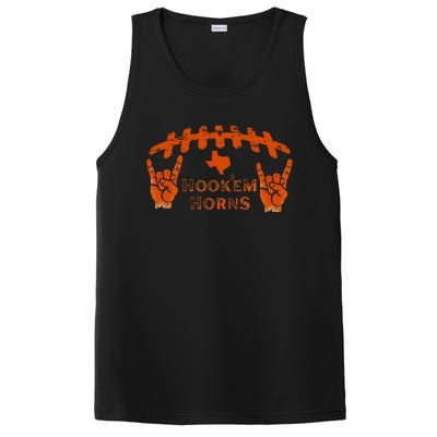 HookEm Horns Football Laces And Texas Map PosiCharge Competitor Tank