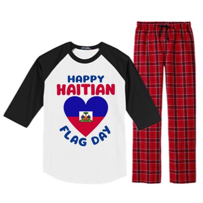 Happy Haitian Flag Day Cool Haiti Flag Heart Raglan Sleeve Pajama Set