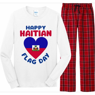 Happy Haitian Flag Day Cool Haiti Flag Heart Long Sleeve Pajama Set