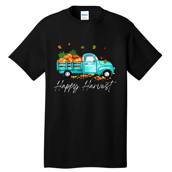 Happy Harvest Fall Season Pumpkin Truck Thanksgiving Vintage Tall T-Shirt