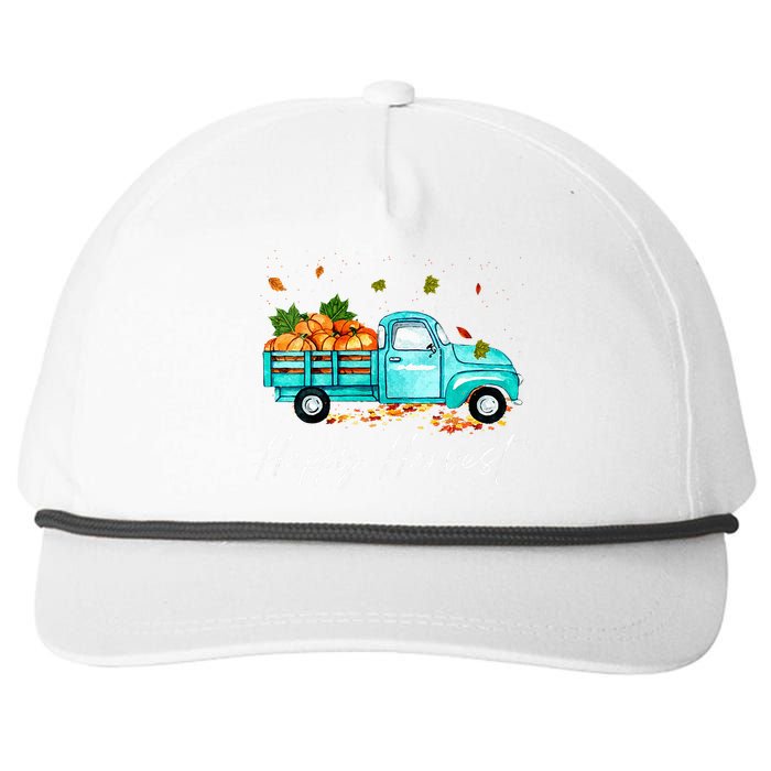 Happy Harvest Fall Season Pumpkin Truck Thanksgiving Vintage Snapback Five-Panel Rope Hat