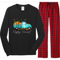 Happy Harvest Fall Season Pumpkin Truck Thanksgiving Vintage Long Sleeve Pajama Set