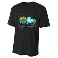 Happy Harvest Fall Season Pumpkin Truck Thanksgiving Vintage Performance Sprint T-Shirt