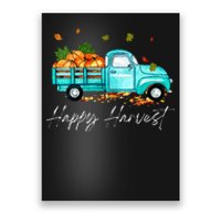 Happy Harvest Fall Season Pumpkin Truck Thanksgiving Vintage Poster