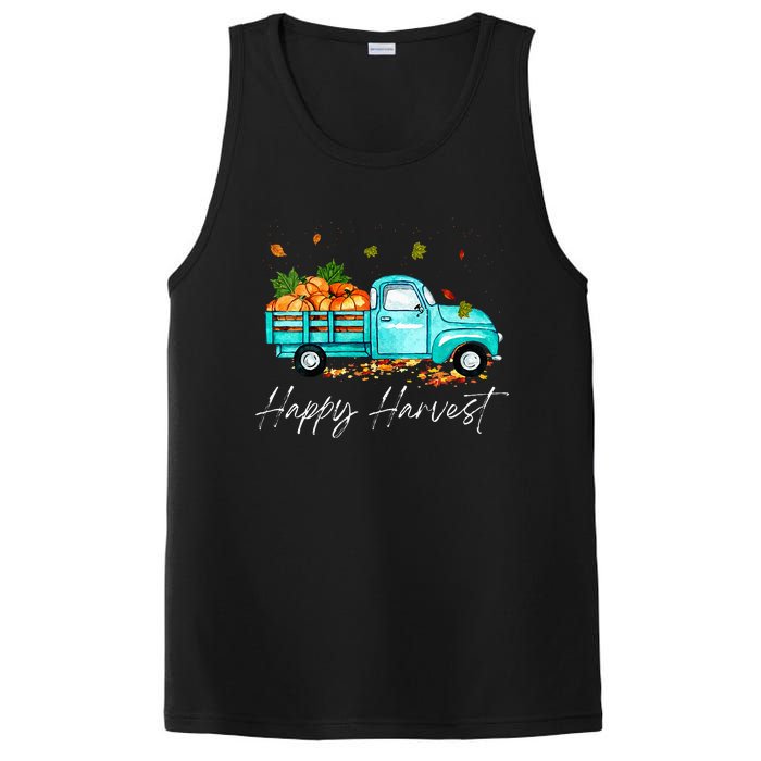 Happy Harvest Fall Season Pumpkin Truck Thanksgiving Vintage PosiCharge Competitor Tank