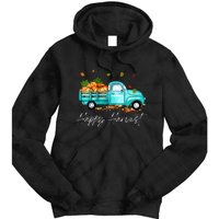 Happy Harvest Fall Season Pumpkin Truck Thanksgiving Vintage Tie Dye Hoodie