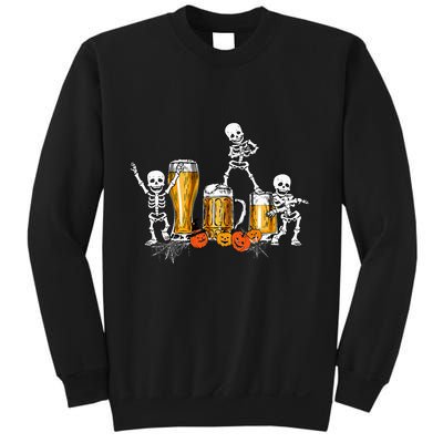 Happy Halloween Funny Skeleton Drinking Beer Sweatshirt