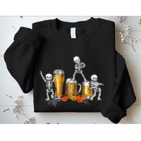 Happy Halloween Funny Skeleton Drinking Beer Sweatshirt