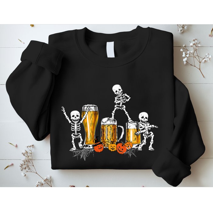 Happy Halloween Funny Skeleton Drinking Beer Sweatshirt