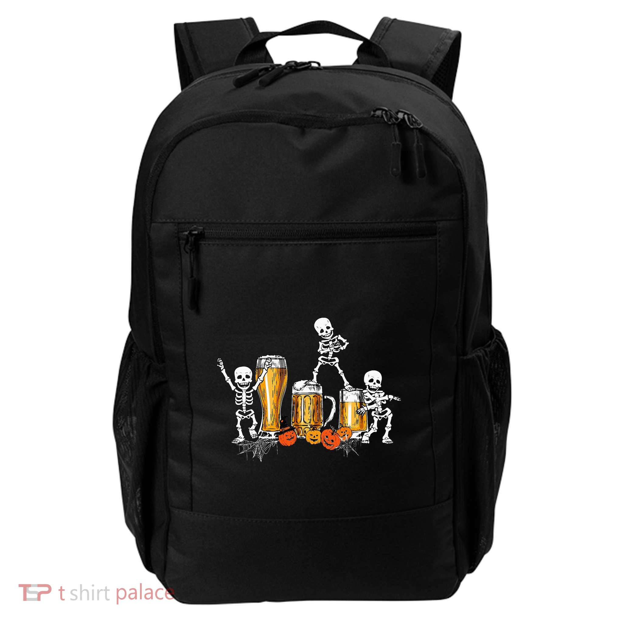 Happy Halloween Funny Skeleton Drinking Beer Backpack