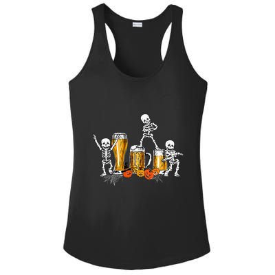 Happy Halloween Funny Skeleton Drinking Beer Ladies PosiCharge Competitor Racerback Tank