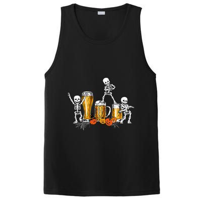 Happy Halloween Funny Skeleton Drinking Beer PosiCharge Competitor Tank