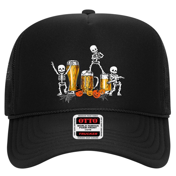 Happy Halloween Funny Skeleton Drinking Beer Hat
